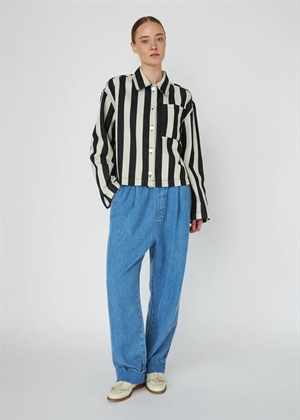 Striped skjorte in cotton Black/Creme Stella Nova 